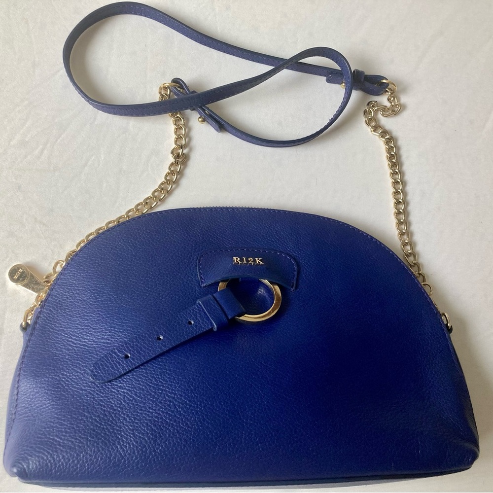 Ri2K crossbody. use as a clutch. electric-blue halfmoon.